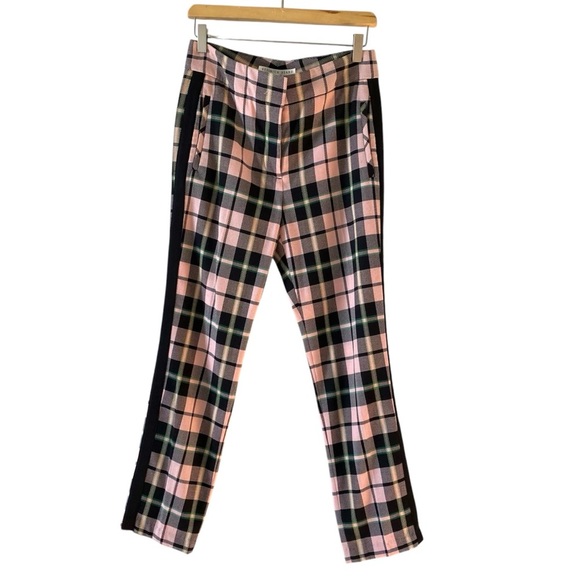VERONICA BEARD Gemini Pink Plaid Tuxedo Pants Size 6 - Picture 5 of 13
